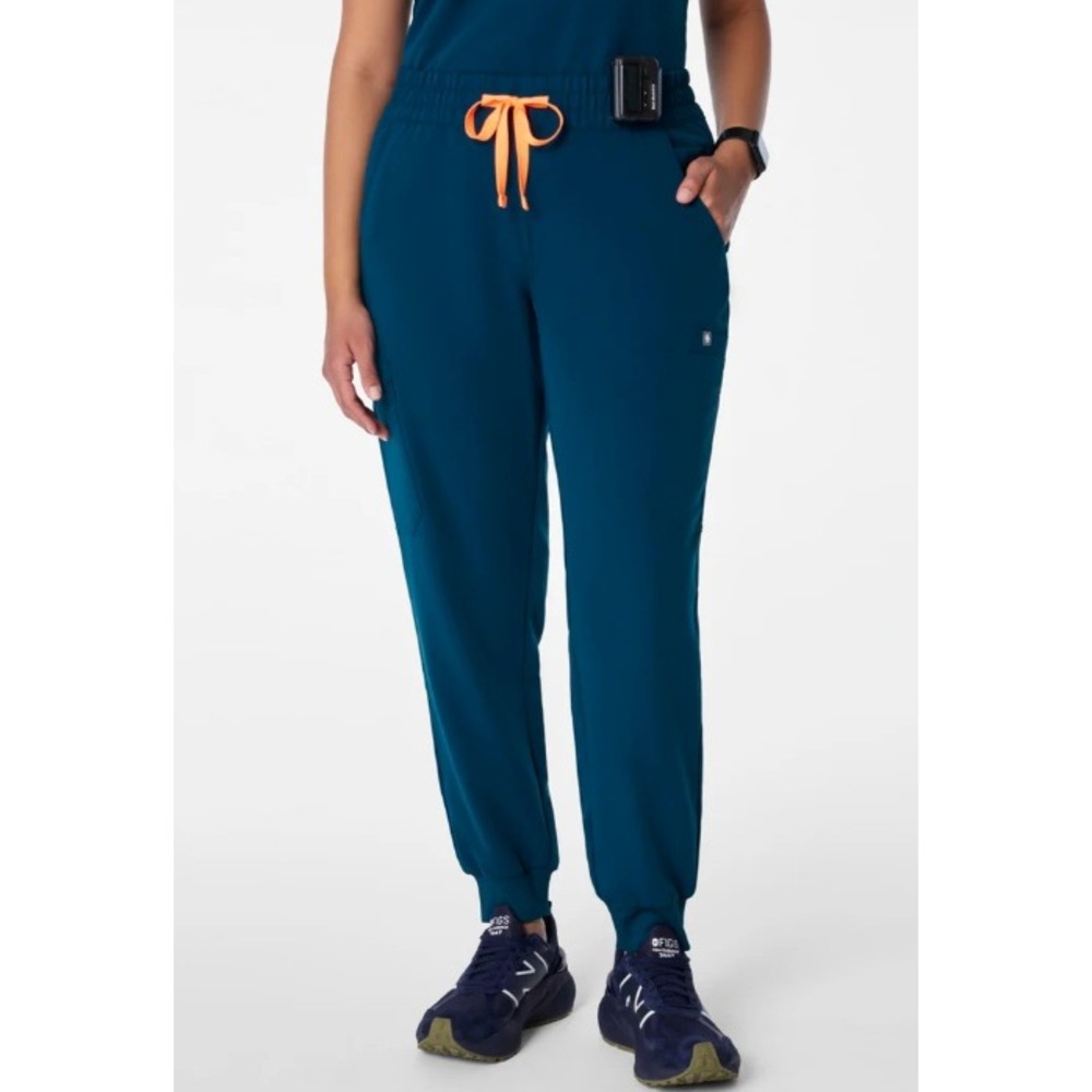Figs Uman High Rise Jogger Scrub Pants 11 Pocket Drawcord Deep Reef Medium Tall